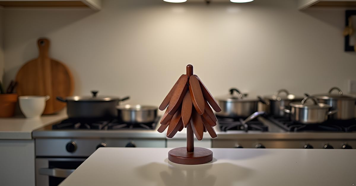 Casa/Legno tree-trivet unfolds automatically for use.