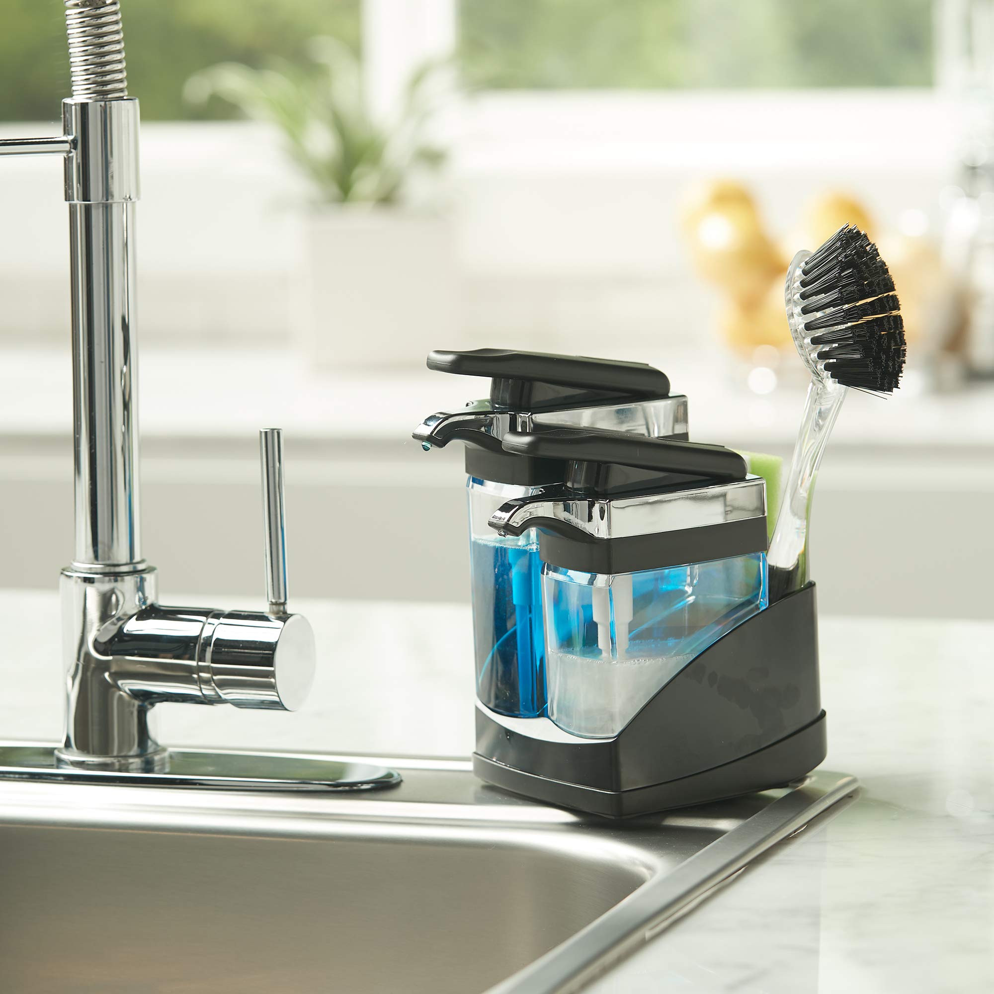 Casabella Sink Sider Duo refill tab access for simple top-ups.
