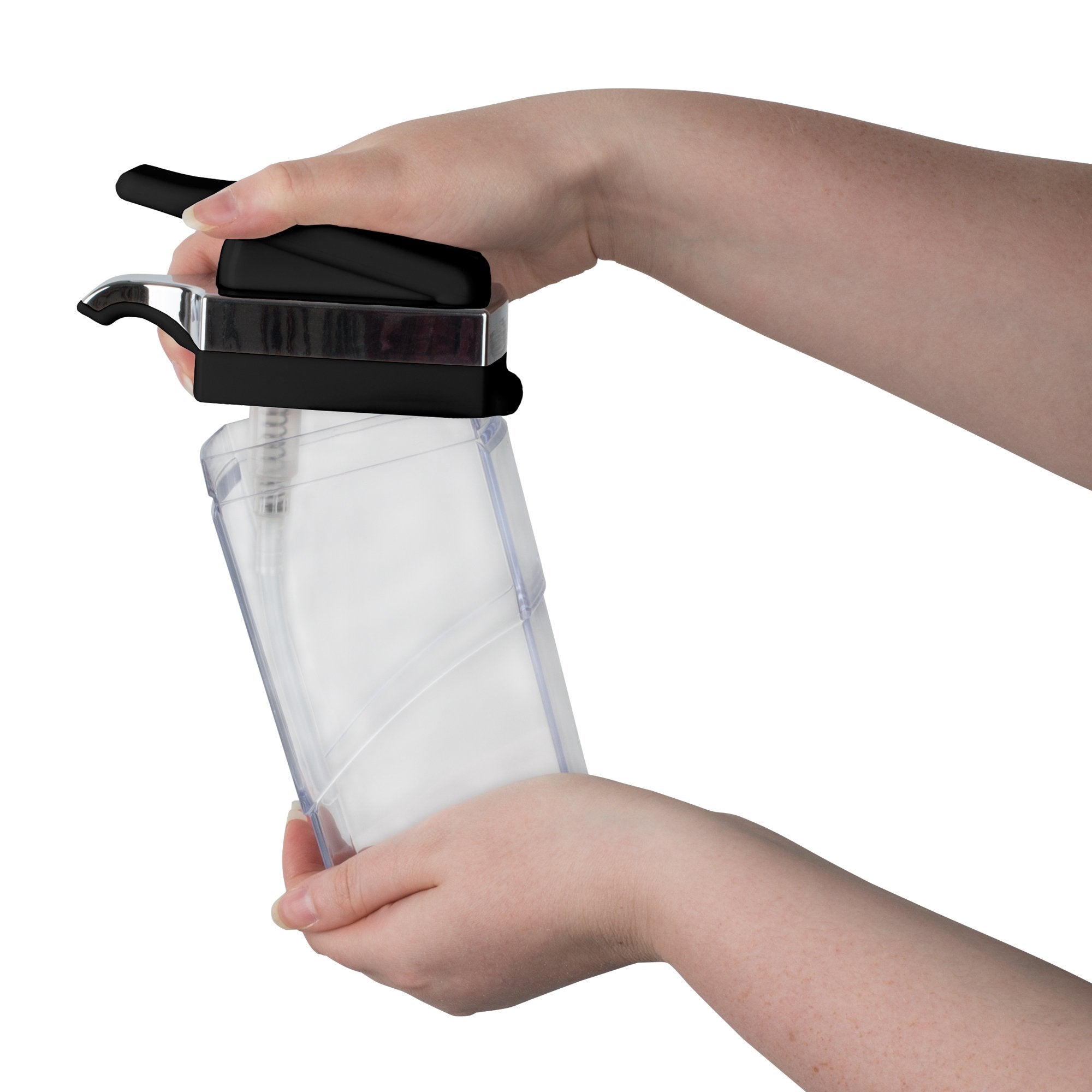 Casabella Sink Sider Duo two pumps in black chrome for versatile use.