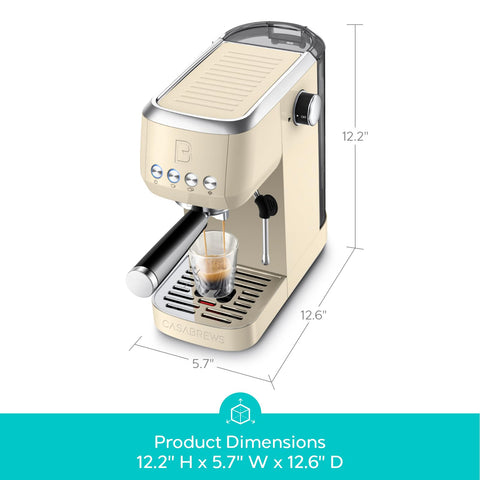 CASABREWS 3700 in-use setup showing a rich espresso shot.