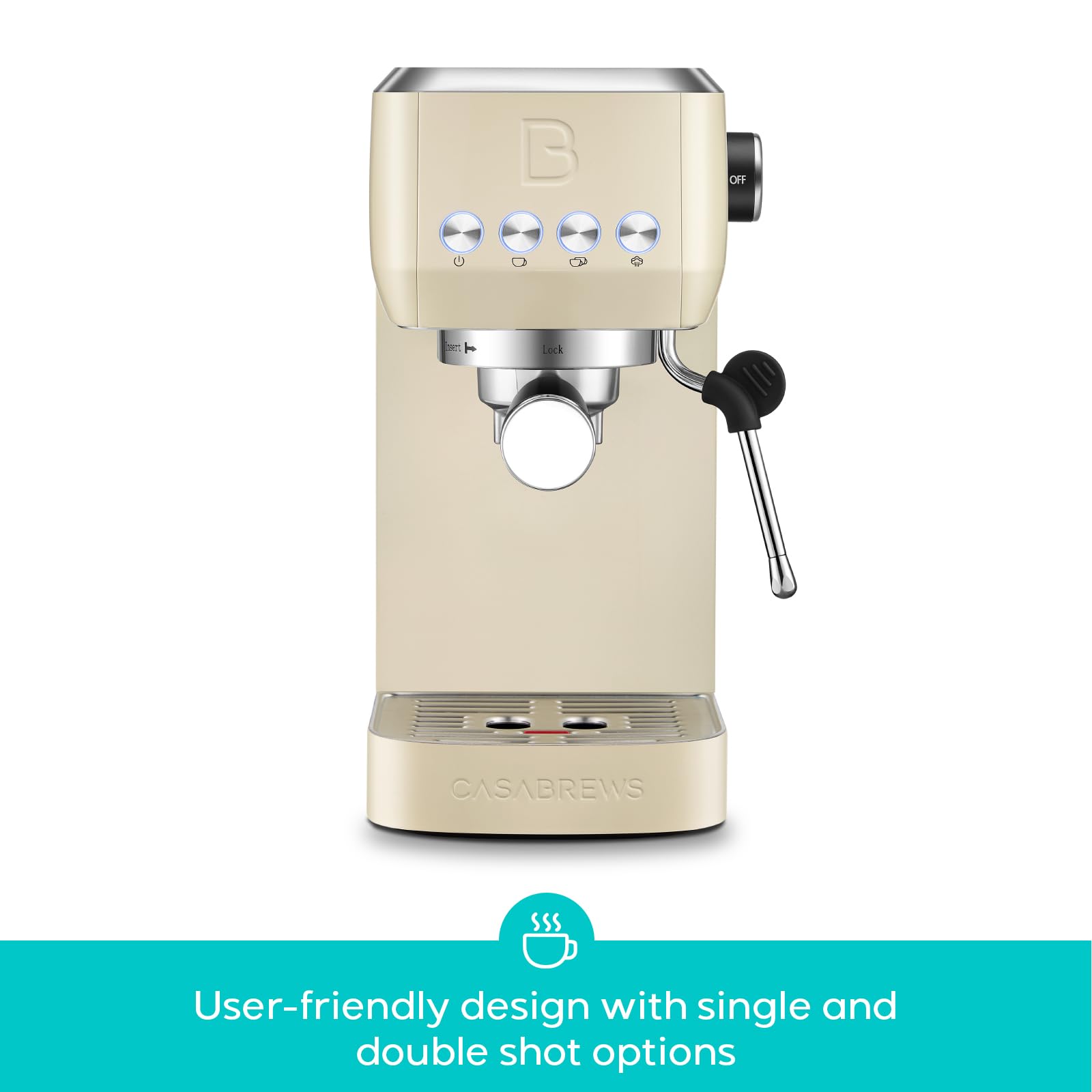 CASABREWS 3700 steam wand frothing milk for lattes.