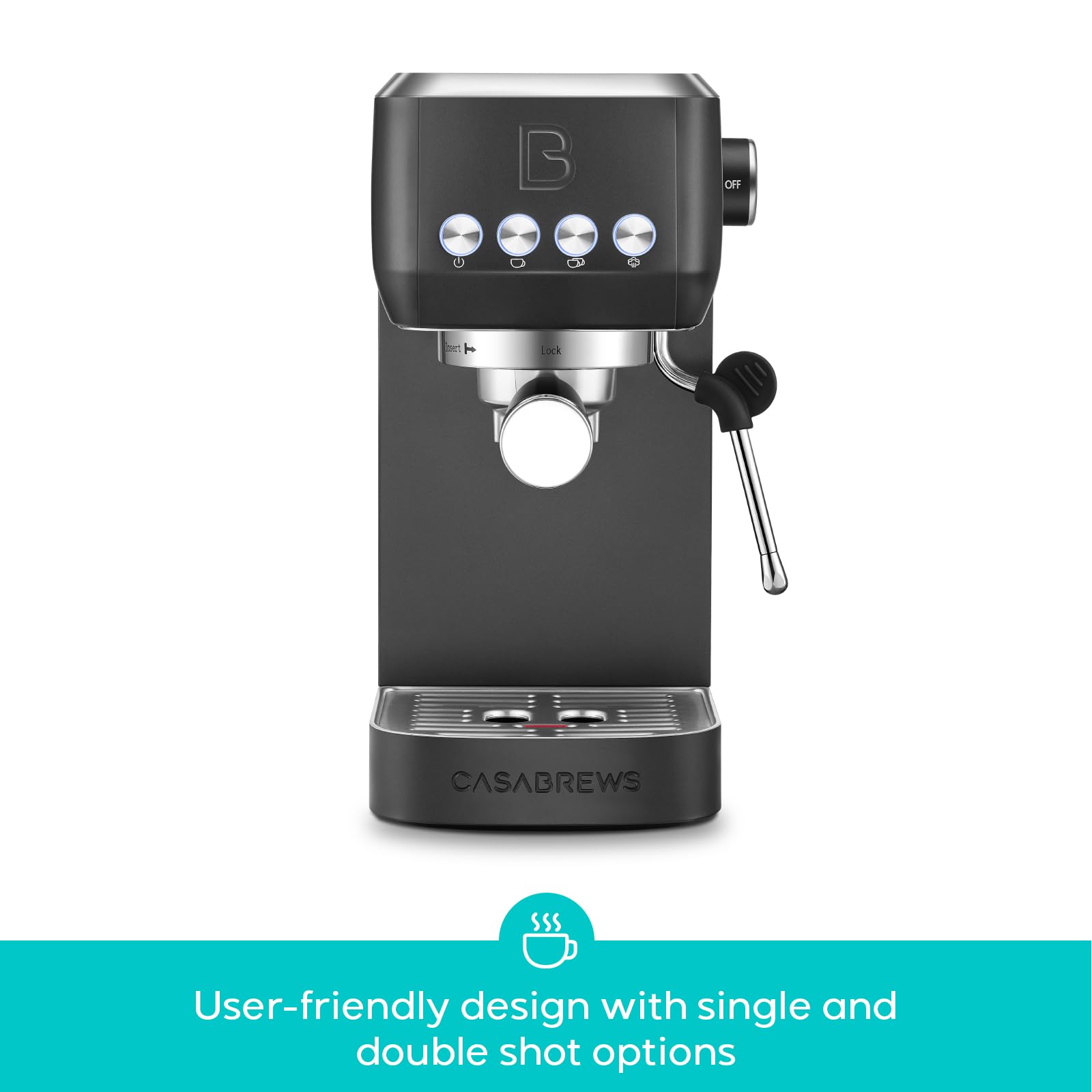 CASABREWS 3700 side profile showing a compact kitchen friendly silhouette