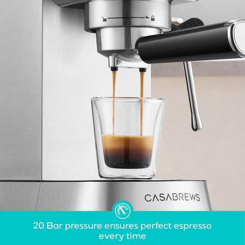 CASABREWS 5418 PRO 20-bar pump delivering rich crema and depth
