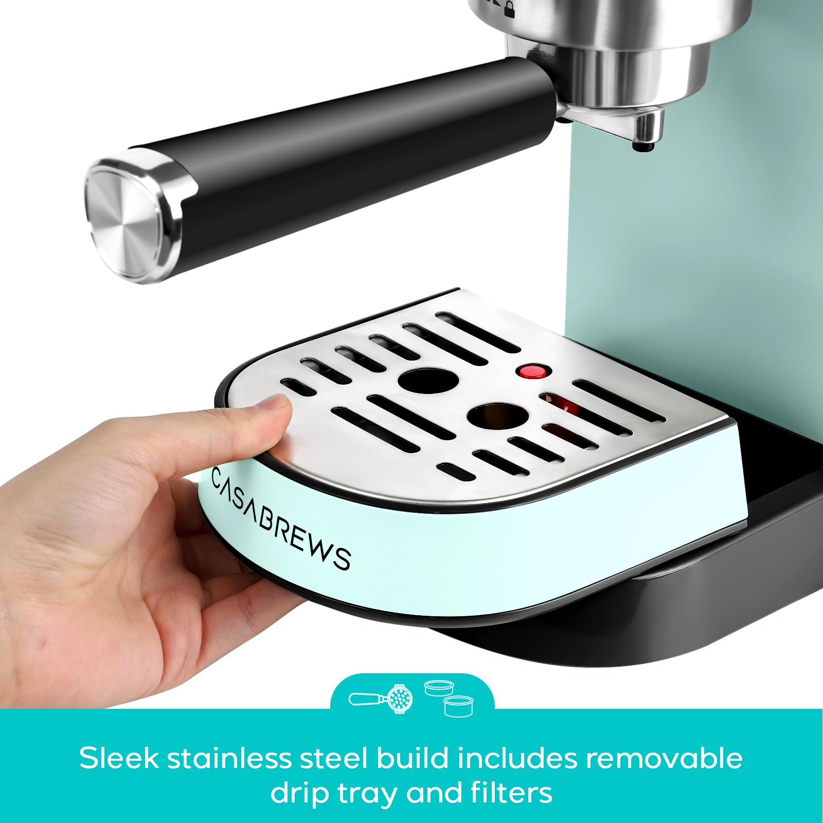 CASABREWS CM5418 compact stainless steel body fits small kitchens.