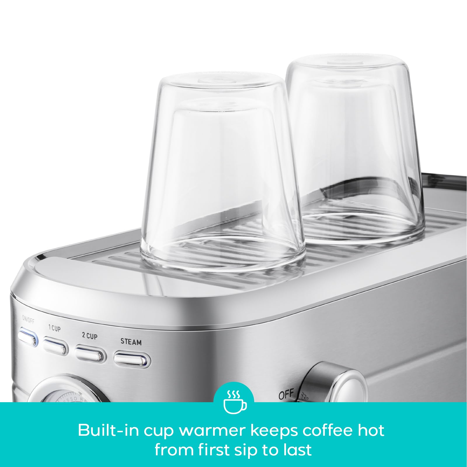 CASABREWS CM5418 stainless steel body adds durable, modern kitchen appeal.