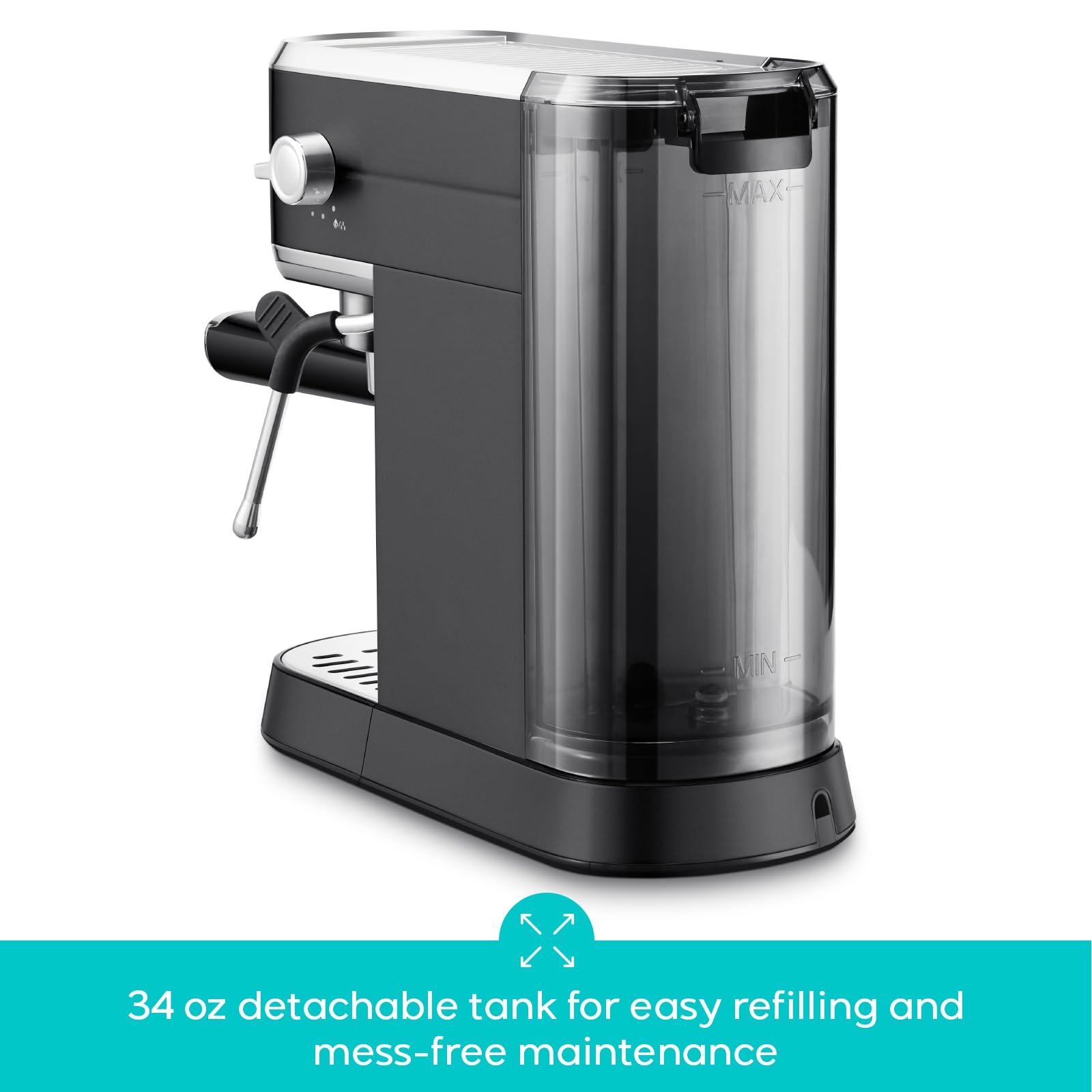 Casabrews CM5418 34 oz removable water tank enables multiple coffees