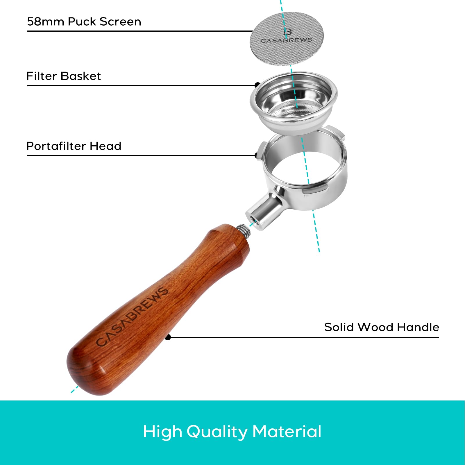 Casabrews stainless steel head with polished finish for durable, precise fitting