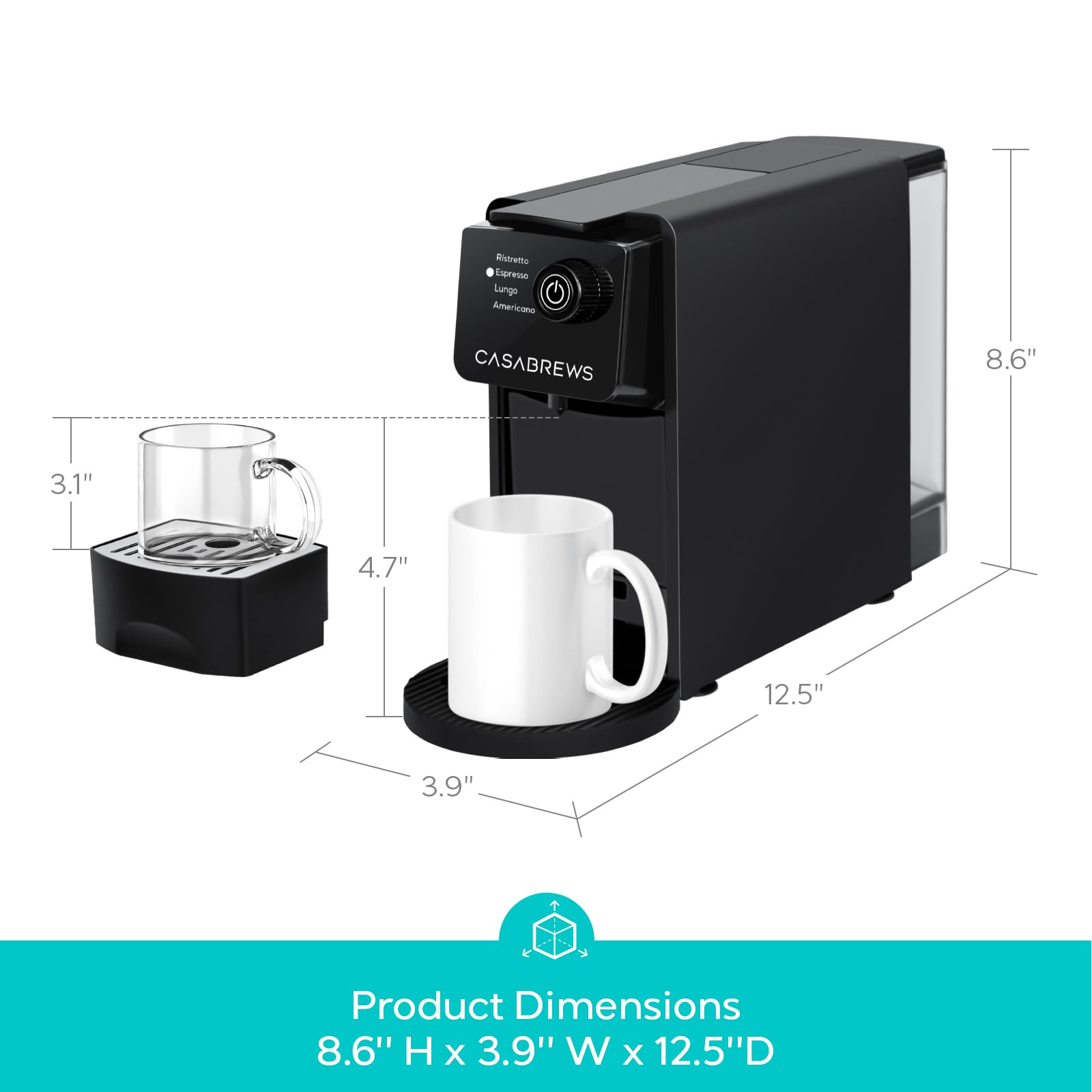 CASABREWS CM7036E 20-bar pump delivers rich extraction for café-style espresso.