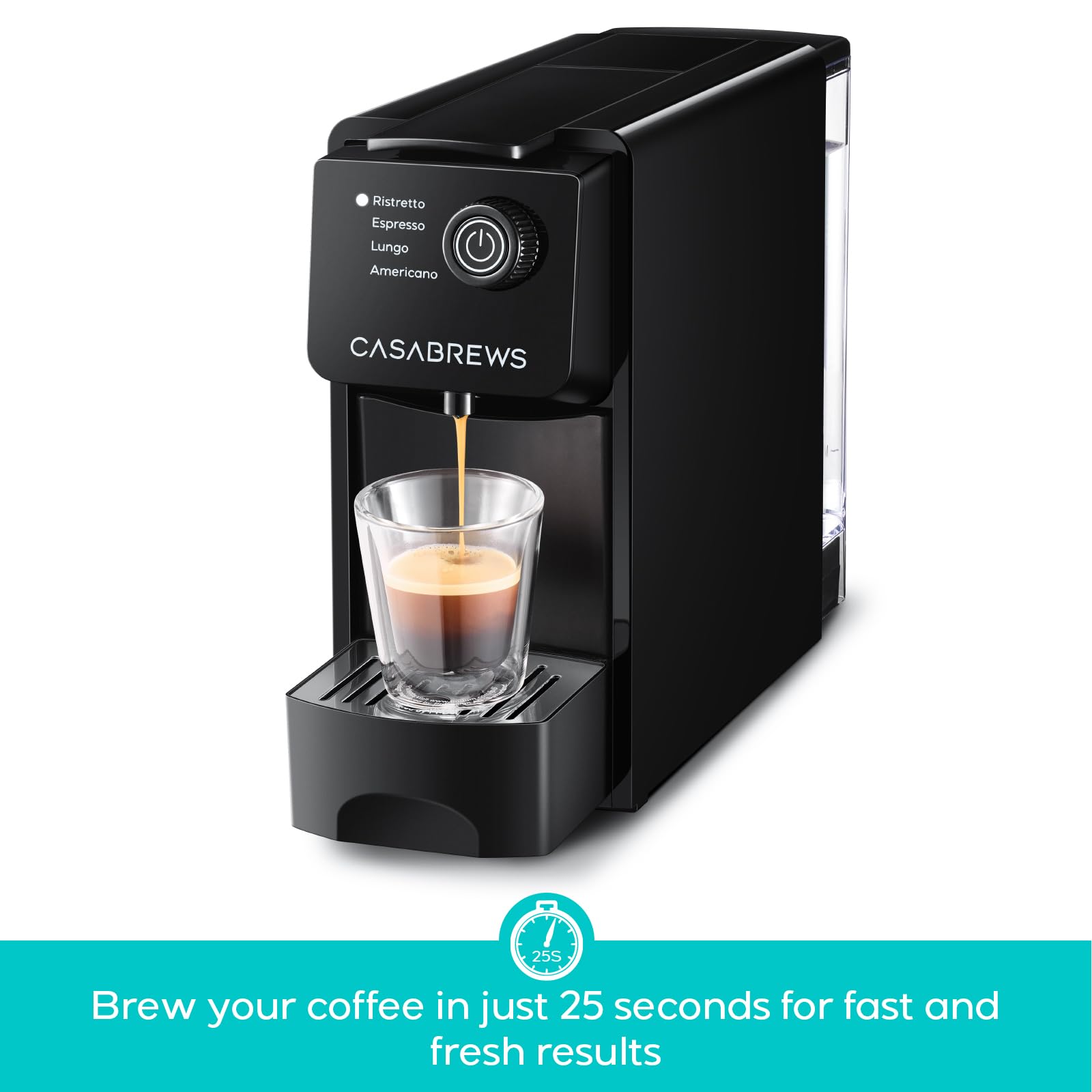 CASABREWS CM7036E 21 oz removable water tank for multiple cups.