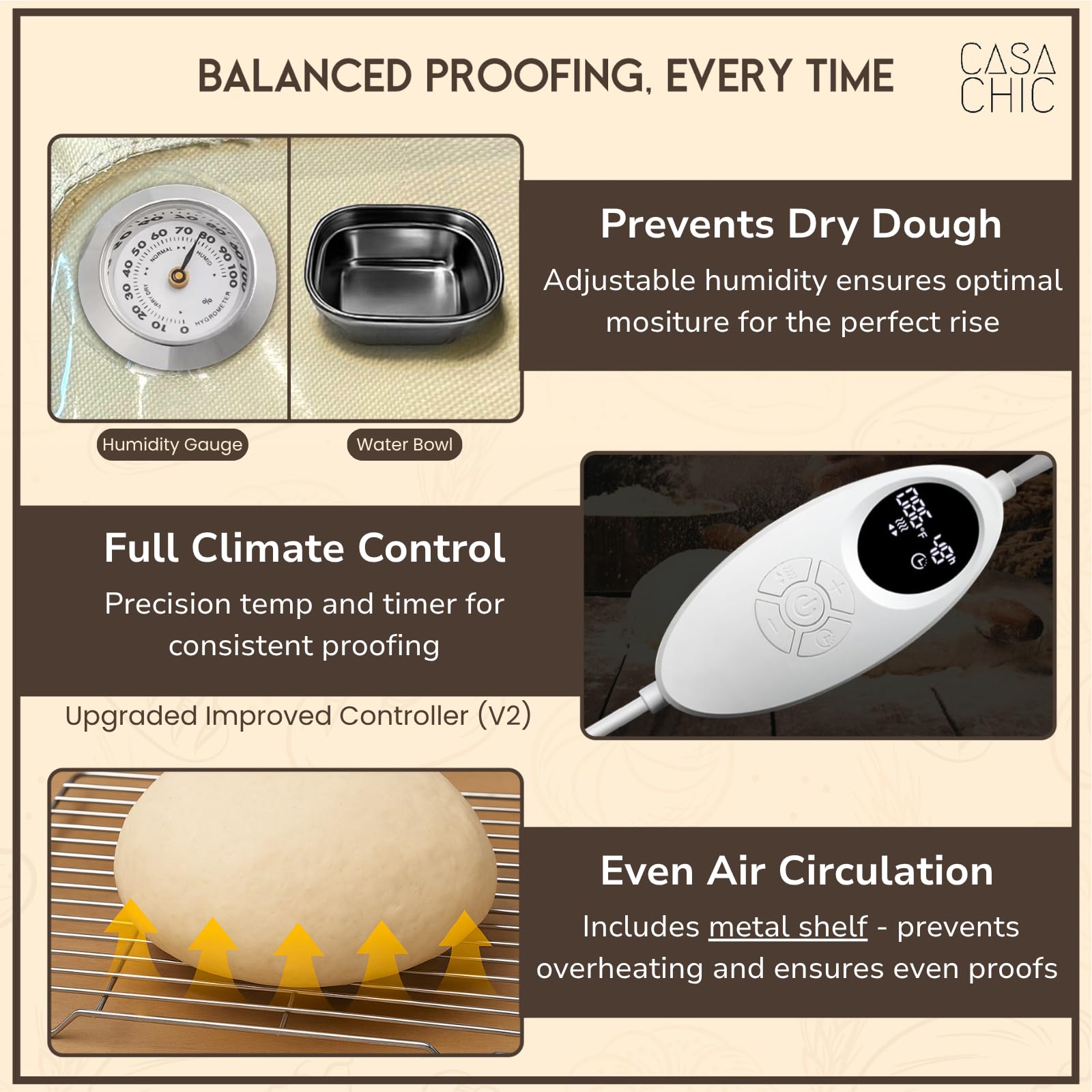 CasaChic humidity-gauge-dial monitors moisture for consistent proofing conditions
