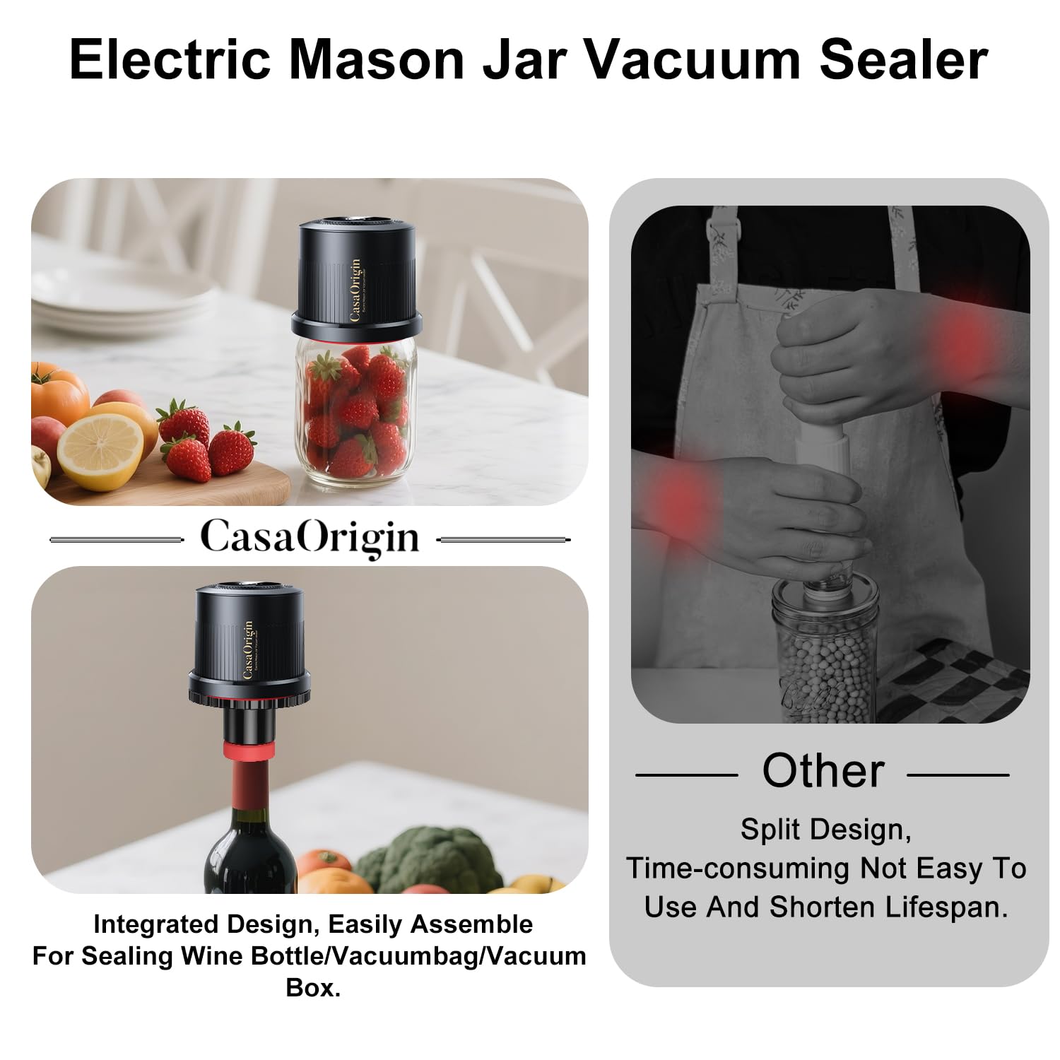 CasaOrigin reusable canning lids promote eco-friendly preservation of pantry staples.