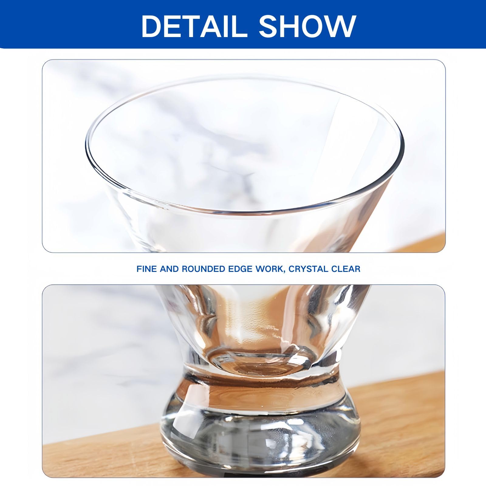 CasaVibe 8 oz capacity ideal for martinis and cosmopolitans.