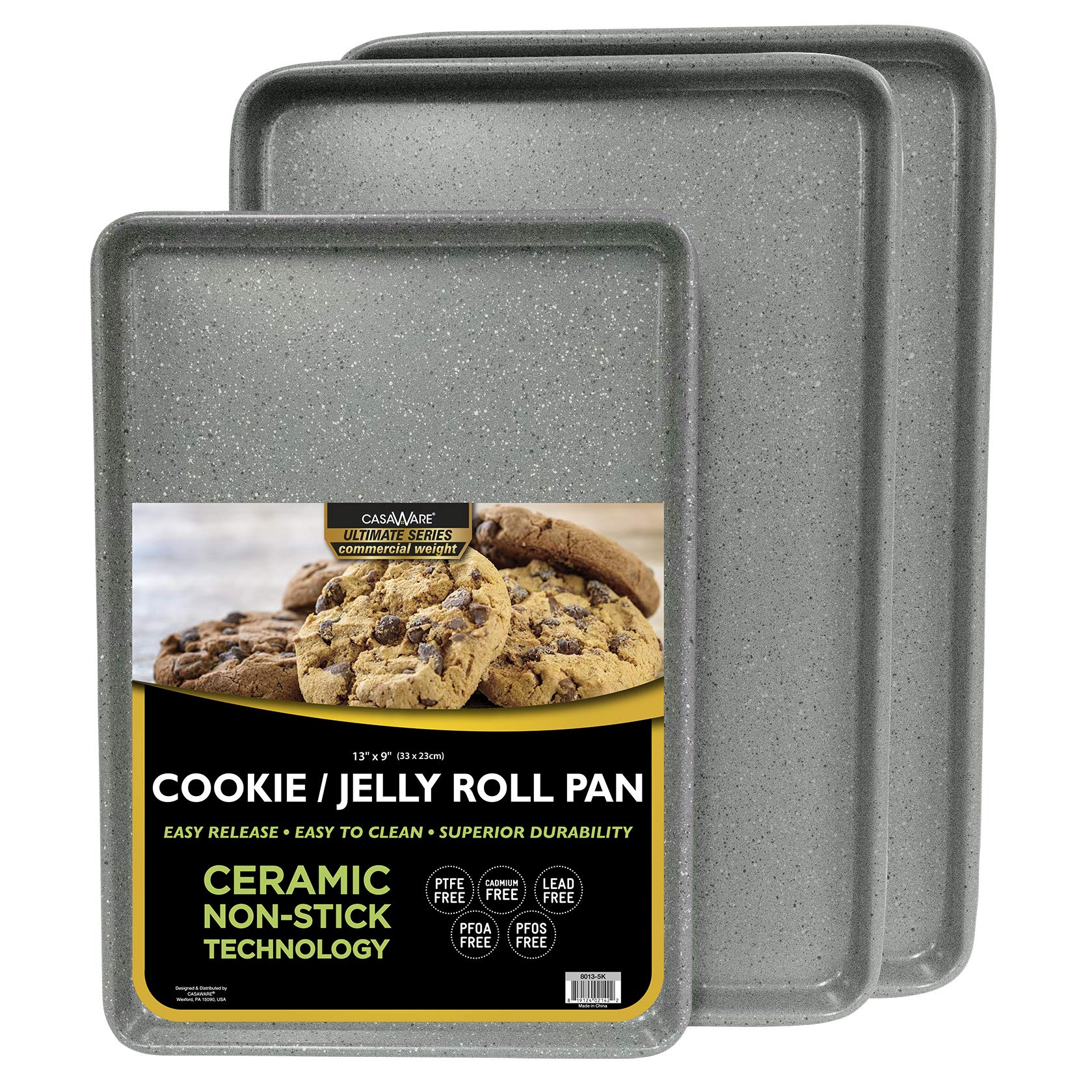 CasaWare commercial cookie sheets set, 15x10 inches, for even browning and easy release.