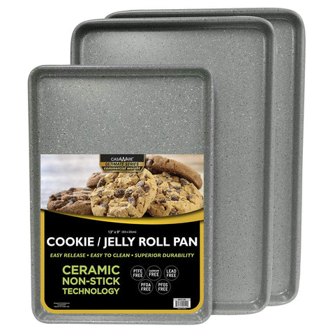 CasaWare commercial cookie sheets set, 15x10 inches, for even browning and easy release.