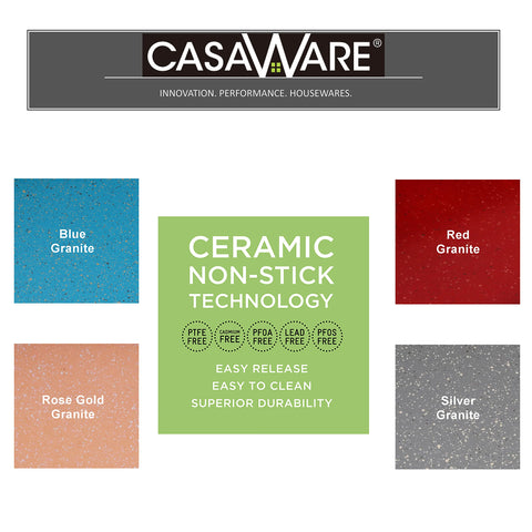 CasaWare double coated ceramic surface resists scratching during high heat use.