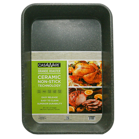 CasaWare Grande Lasagna/Roaster Pan, jumbo 18x12x3, ideal for large meals.