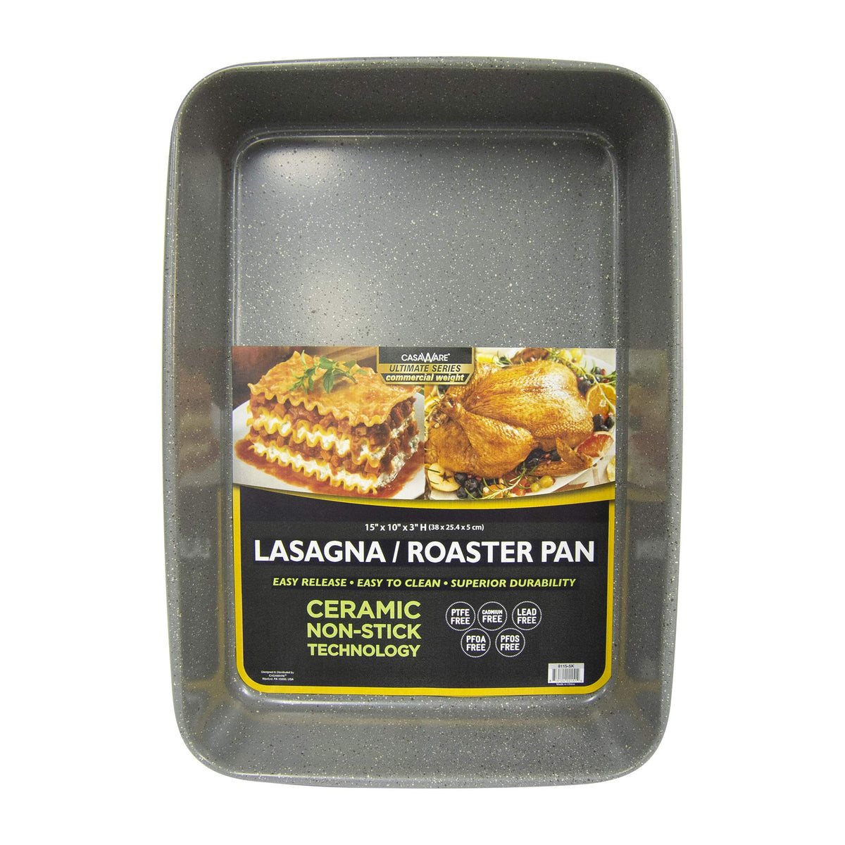 Casaware silver granite ceramic-coated lasagna pan with easy-release surface for clean baking