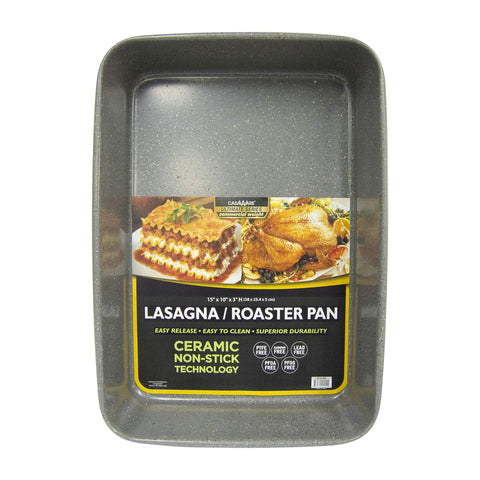 Casaware silver granite ceramic-coated lasagna pan with easy-release surface for clean baking