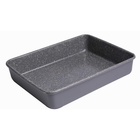 Casaware silver granite ceramic coating on baking surface for smooth release and cleaning.