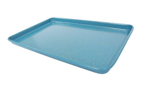 CasaWare Ultimate Series pan blue granite surface close-up showing scratch-resistant ceramic coating