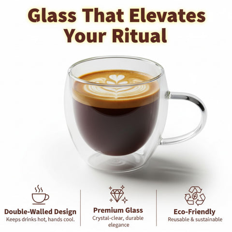 Casafoyer ergonomic-handle clear-glass mug highlights comfortable grip during sipping