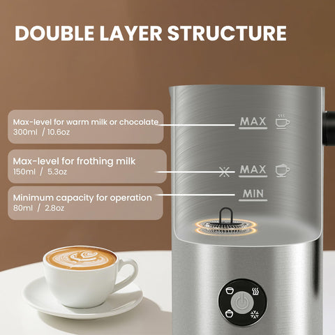 Casimhu milk frother with ceramic lining for easy cleaning