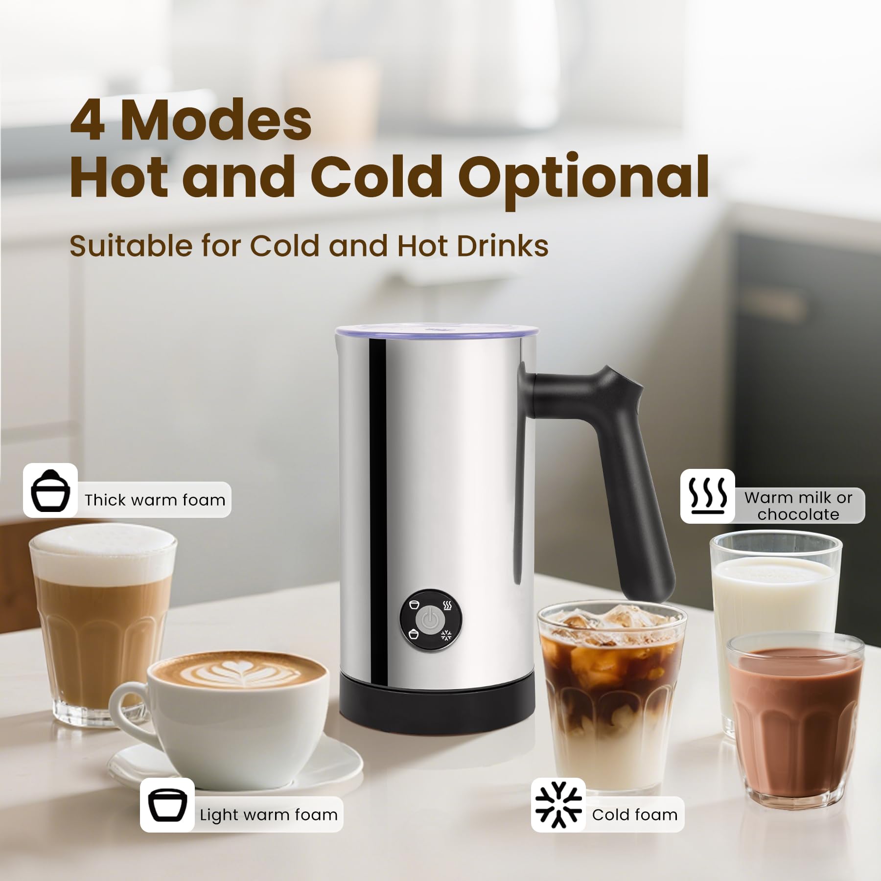 Casimhu hot-foam action demonstrates warm foam ideal for cappuccinos.