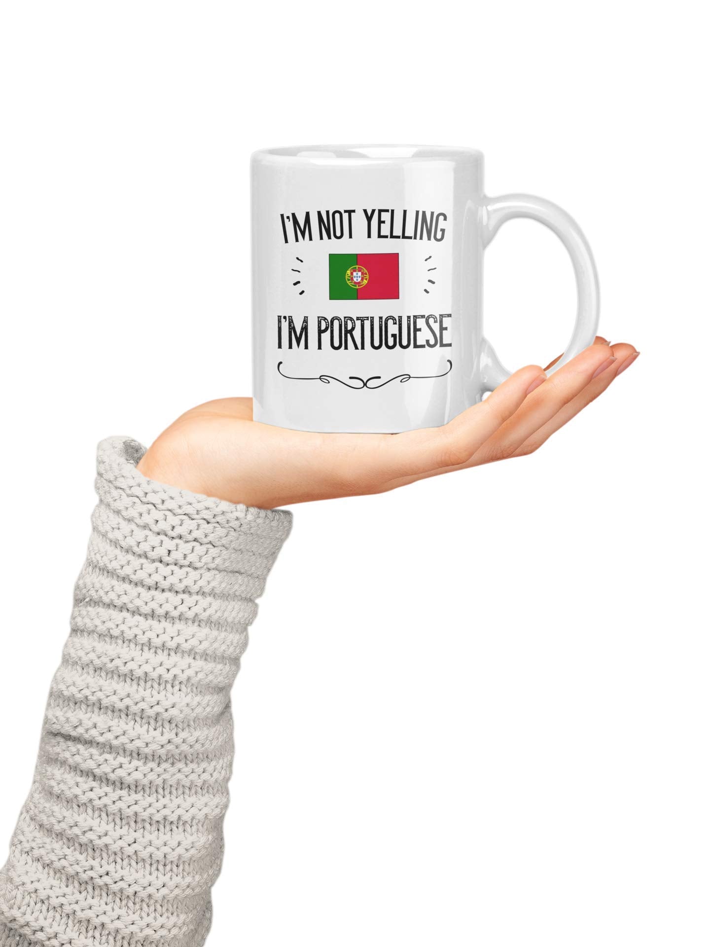 Casitika Portugal Pride mug on desk, ready-to-gift packaging.