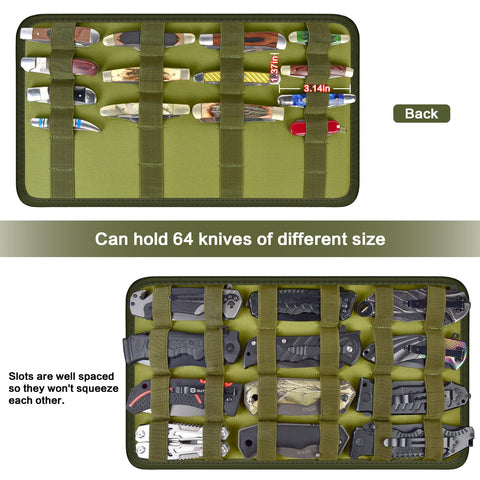 casmilee display case with flexible slots securing blades of different sizes