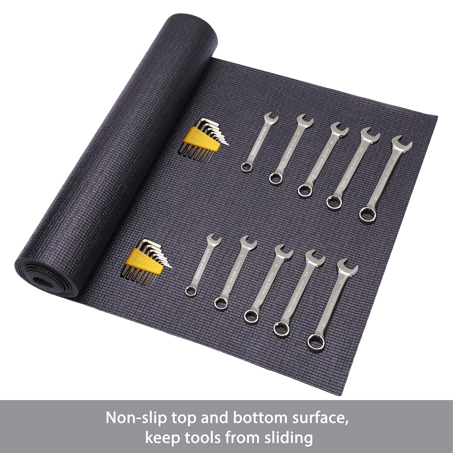 CASOMAN liner with non-slip top and bottom surfaces keeps tools in place.