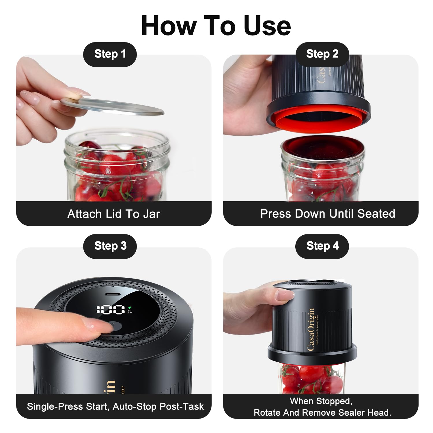 CASAORIGIN mason jar adapters for sealing wide and regular mouth jars.