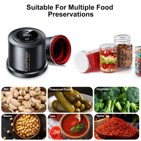 CASAORIGIN USB charging cable powers the jar sealer for cordless operation.