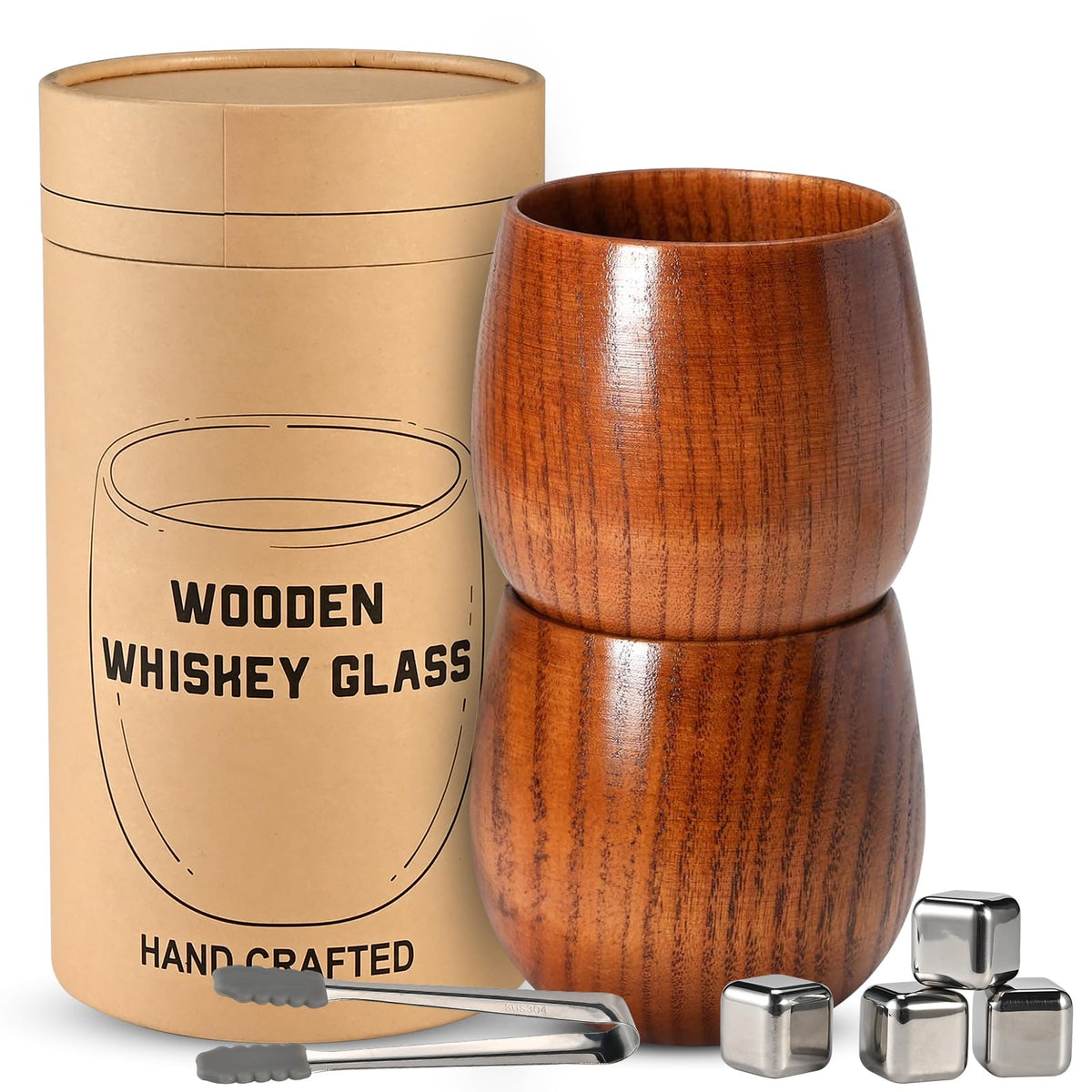 Casuenia wooden bourbon glass handcrafted with rich grain for refined tasting.