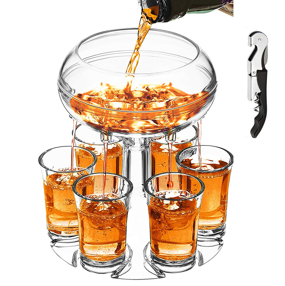 Catadog adjustable shot glass dispenser in clear plexiglass for easy party pours