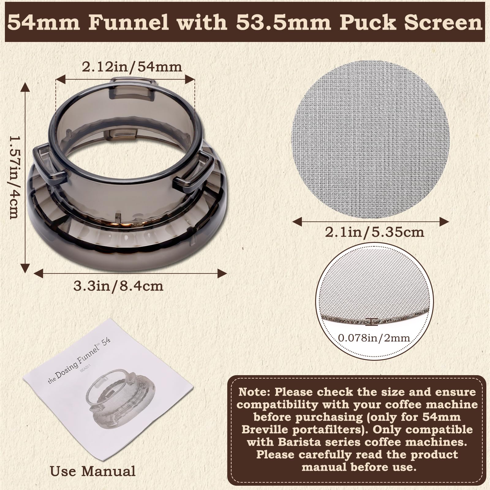 Catcan 53.5mm puck screen evenly disperses water for mellow extraction