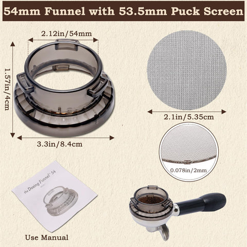 Catcan 54mm dosing funnel notes compatibility with Breville machines