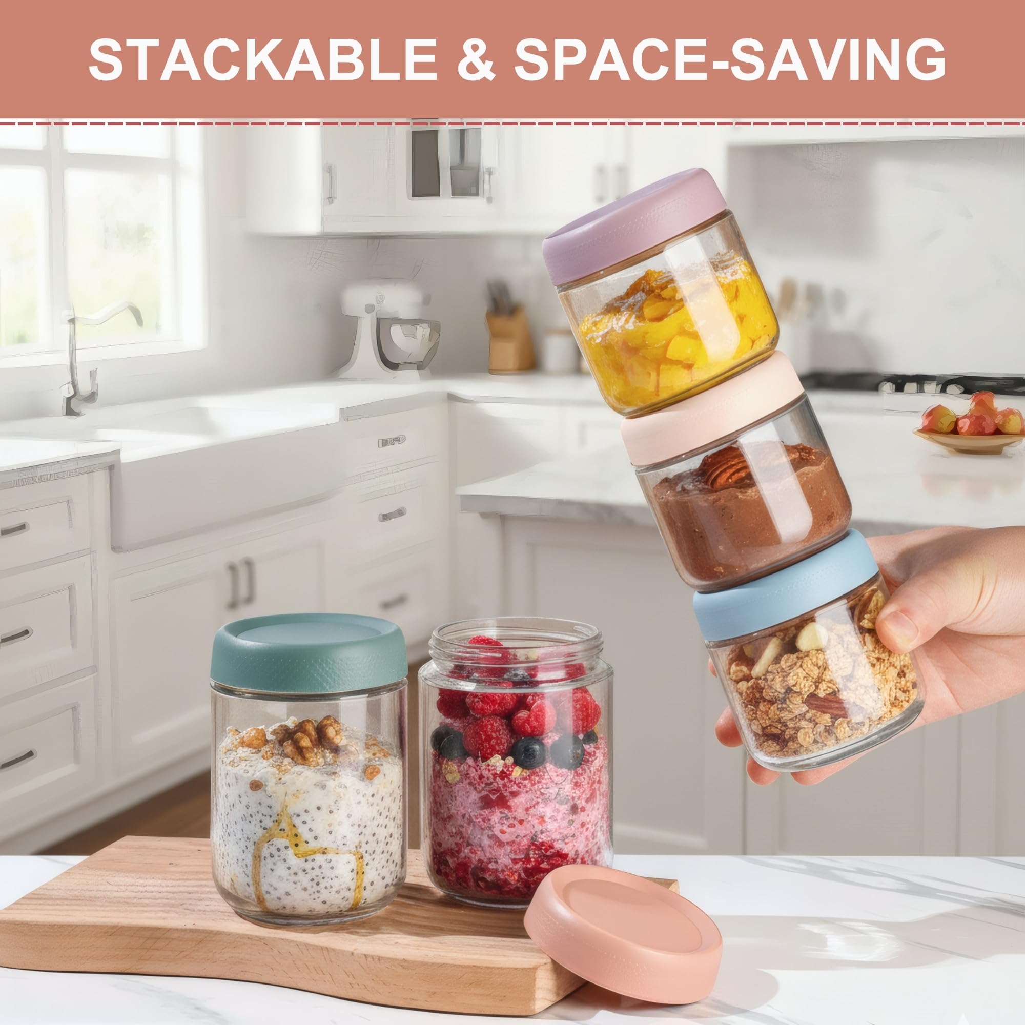 CATIFLIN 16oz jar filled with overnight oats for easy morning meals.
