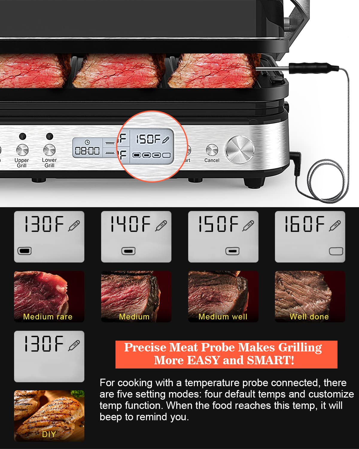 CATTLEMAN CUISINE 1600W power delivers fast, even heating for searing and crisp textures