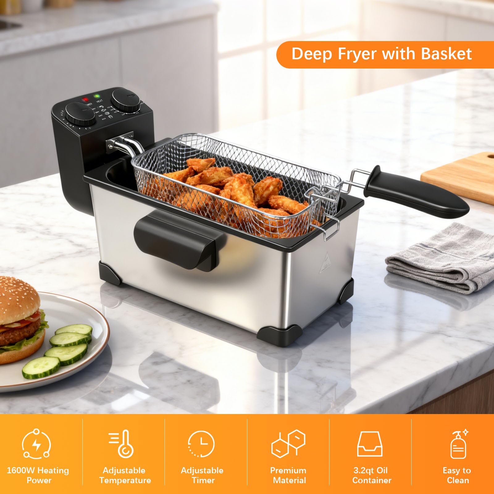 Cattleman Cuisine precise temperature control from 195°F to 375°F supports a range of fried favorites.