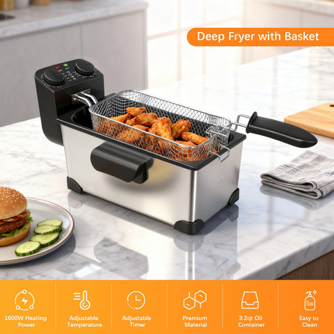 Cattleman Cuisine precise temperature control from 195°F to 375°F supports a range of fried favorites.