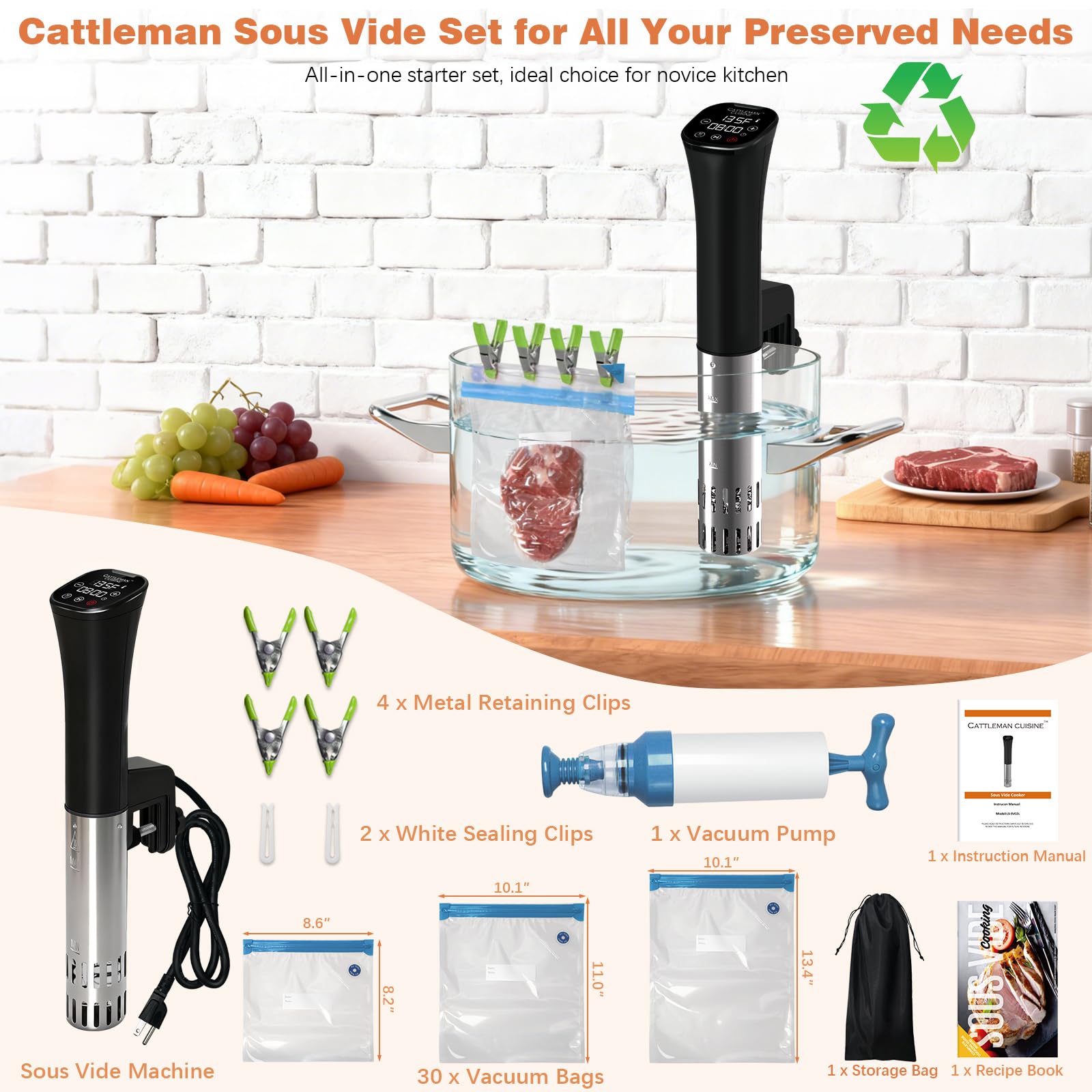 Cattleman Cuisine removable stainless steel sleeve eases cleaning.