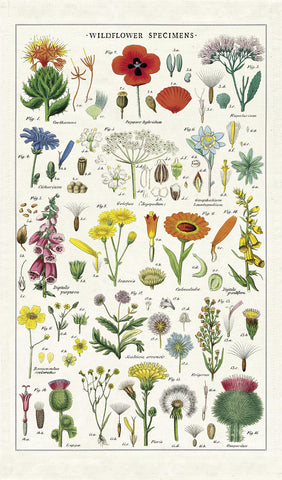 Cavallini Papers & Co. Wildflowers Tea Towel in multicolor, soft cotton for everyday kitchen use.