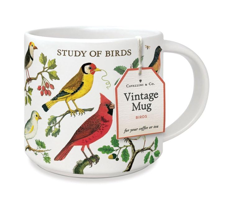 CAVANILLI & CO. vintage bird mug, durable ceramic for everyday coffee or tea.