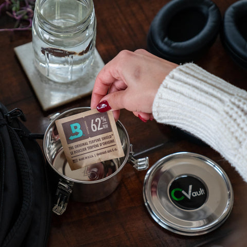 CVAULT includes 62% RH 8-gram pack to help maintain humidity.