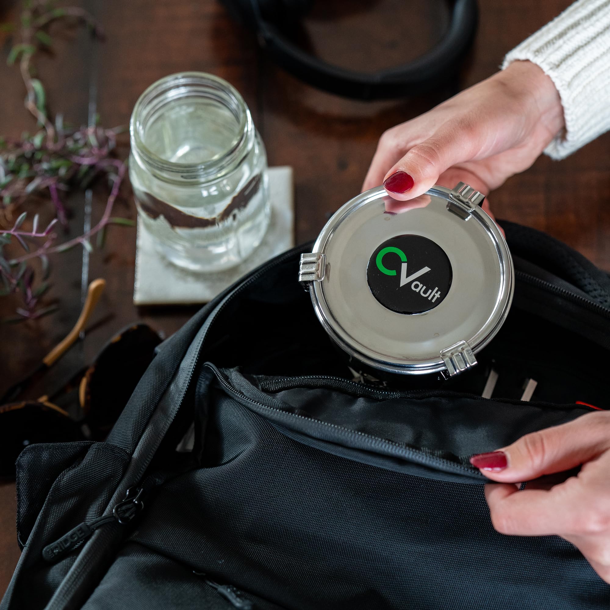 CVAULT food-grade stainless steel container ideal for herbs and spices.