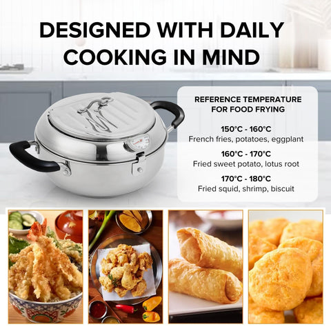 Cawayo Tempura Pot beak pour spout for mess-free oil transfer