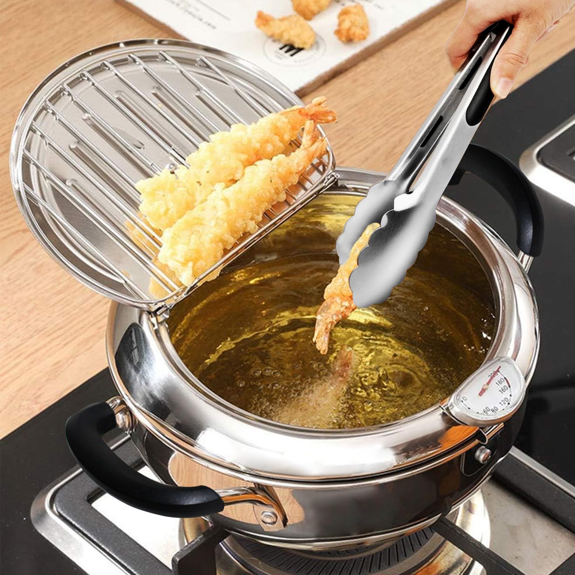 Cawayo Tempura Pot induction-compatible for gas, electric, and induction stoves