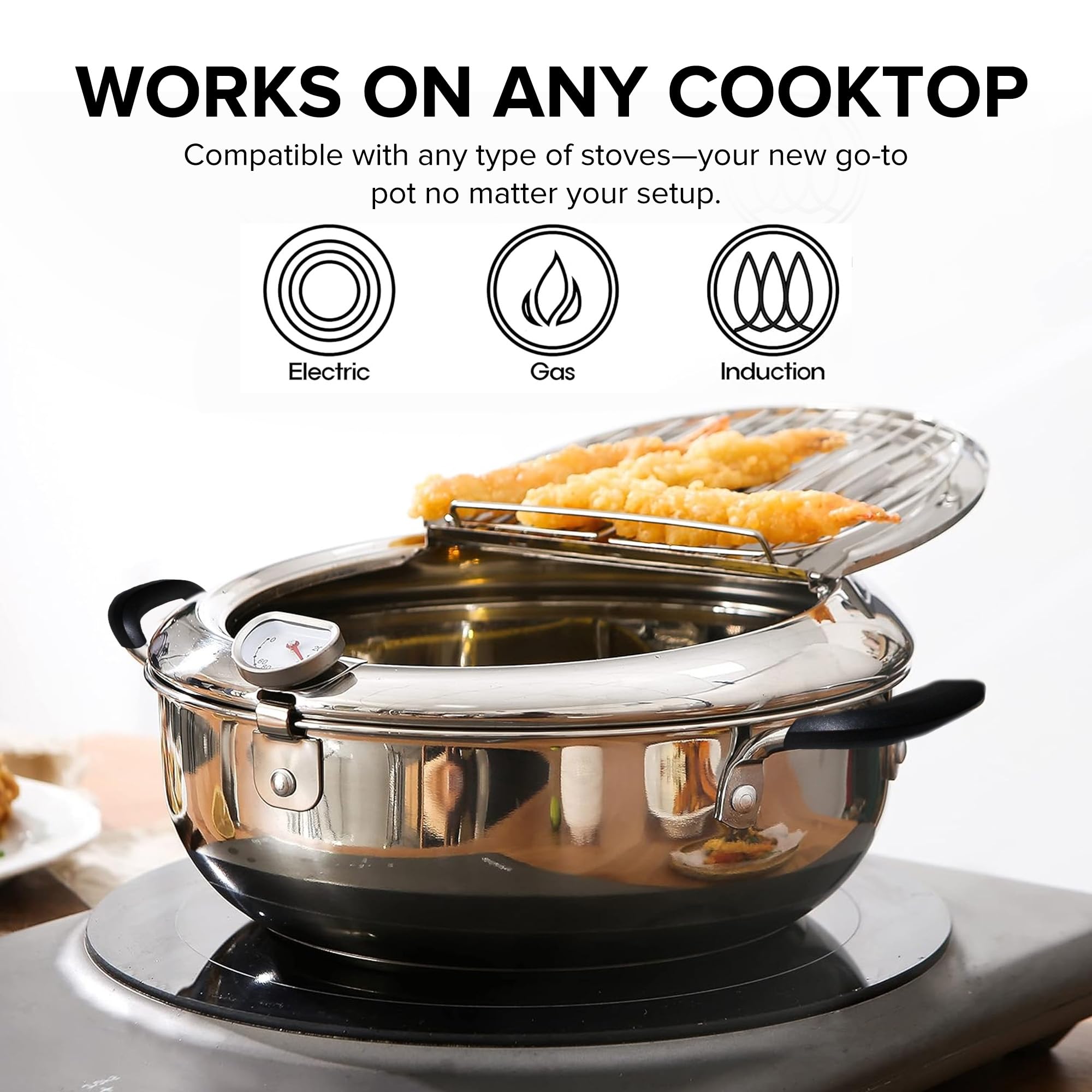 Cawayo Tempura Pot oil drip rack for crisper results