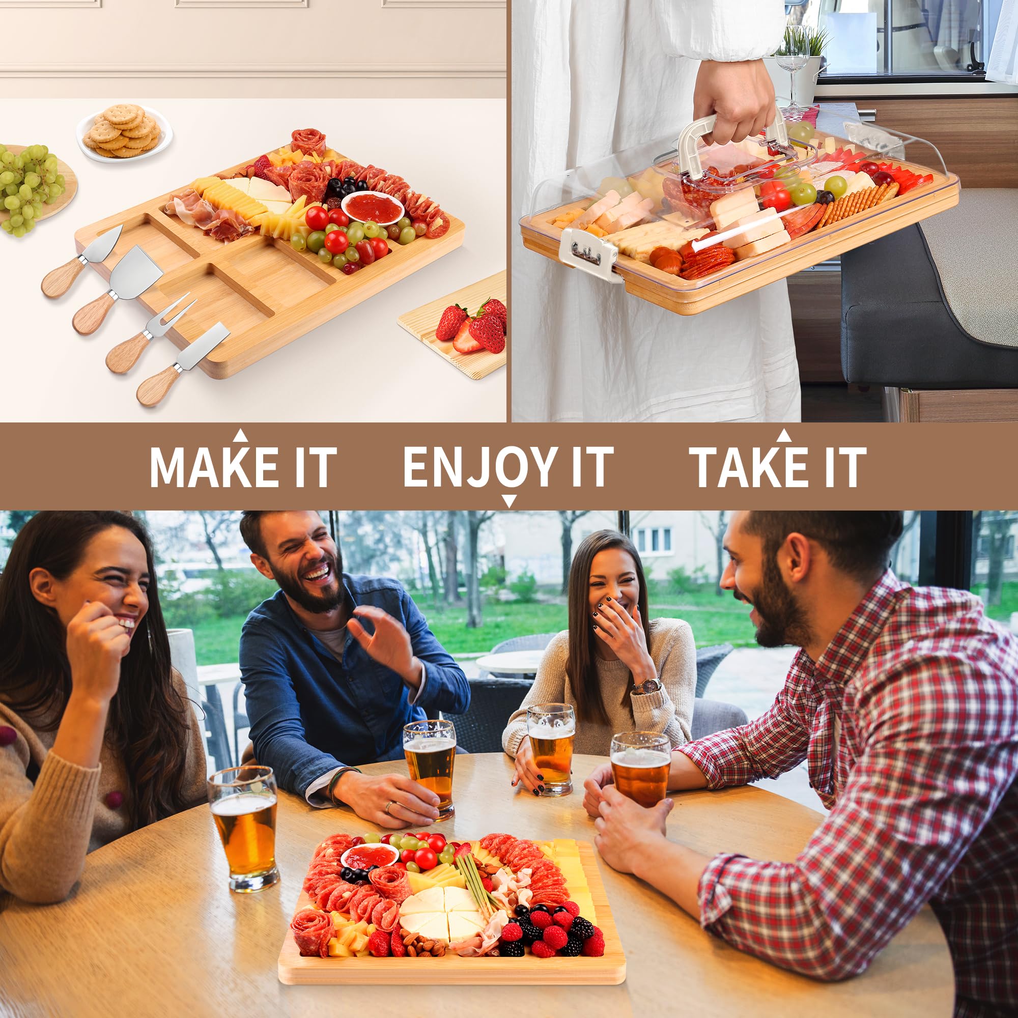 CAWIU board with eight compartments for organized food separation