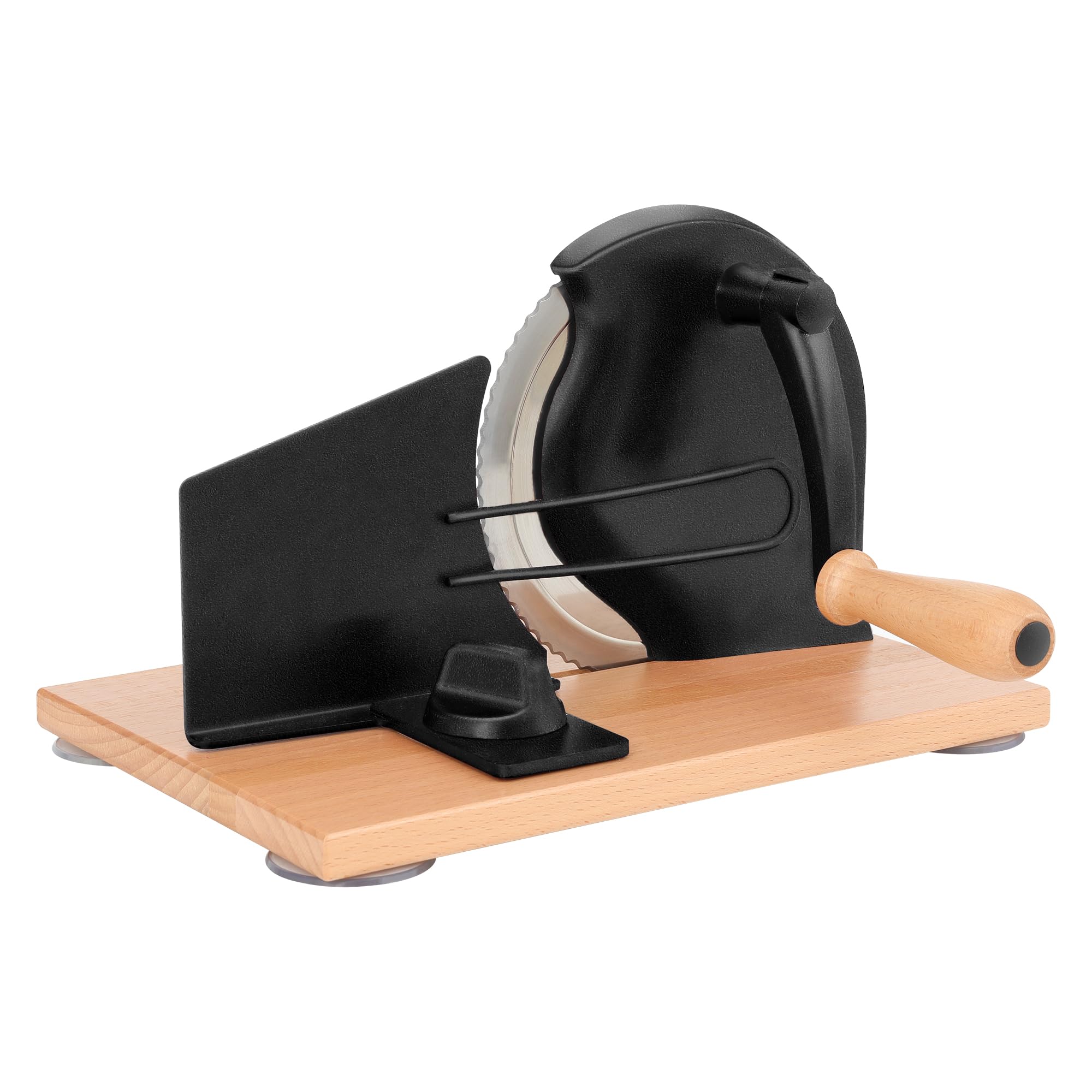 CAWIU manual bread slicer with hand crank showing even, precise cuts